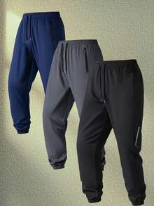 Men's Fitness Outdoor Exercise Running Casual Printed Jogger Pants, Boyfriend Style Commuting Streetwear Essential, Basketball Sports Trousers, Great Gift For Boyfriend - Black - View 1