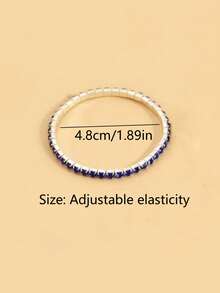 5 件闪亮水晶水钻弹性手链，派对风格闪亮可调节手镯，优雅女士礼物 - 寶藍色 - 查看 4