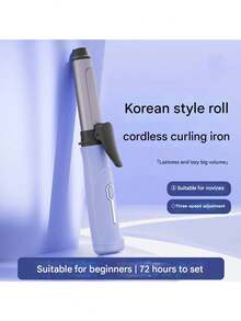 无线充电卷发棒，无线卷发棒（3档），旅行迷你直发器 2600mAh，二合一电池供电直发器/卷发器，适合长发和短发，2600mAh 电池容量 - 粉色 - 查看 4