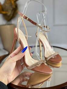 Women's 11cm Angela Galvão Rhinestone And Buckle Sandals - Lạc đà - Xem 4
