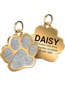 1pc Personalized [Free Engraving] Shiny Paw Shape Pet Tag For Dog Or Cat, Zinc Alloy Material, Durable & Non-Fading | Engrave Name, Birthday Gift For Collar ID, Unique Pet Identity Card, Fashion Neck Tag For Cat & Dog, Best Gift For , Anti-Lost