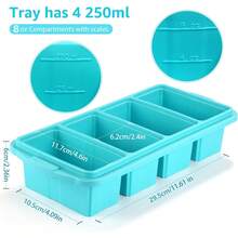 Silicone Freezer Tray With Lid - Silicone Freezer Food Molds- Large Ice Cube Tray,Silicone Freezer Container,Freeze & Store Soup, Sauce, Broth,Leftovers - Makes 4 Perfect 1 Cup - 2Pack-Aqua - Xem 7