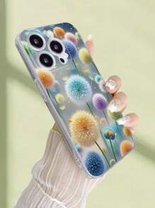 1 pieza Funda de teléfono a prueba de caídas con estampado de diente de león transparente y pintado a la moda, compatible con iPhone 16/11/16pro/16plus/16promax/16e/15Promax/13/14/12/XS/XR/7G/8P, compatible con Samsung Galaxy 11/12Pro/12/12X/13Pro/14Pro/15Pro/X3pro/, compatible con Redmi 10/9/Note9/12c/Note11pro/Note8Pro/9C/9a, funda protectora de teléfono a prueba de agua, golpes y arañazos