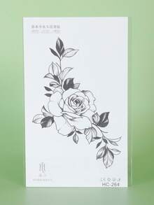 1pc Realistic Temporary Tattoo Sticker, Semi-Permanent Y2K Floral Pattern, Waterproof & Sweat-Resistant, Lasts 1-2 Weeks, Realistic Herbal Juice Effect, Friction-Resistant, Non-Reflective, Black, Unisex, Suitable For Arms, Chest, Legs, Abdomen, Waist, Fingers, Neck, Spine And Other Body Parts, Modernist Body Art - Black - View 6