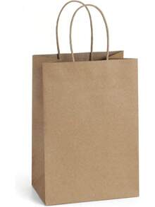Bags 100Pcs 5.25x3x8 Small Kraft Paper Bags With Handles Bulk, Brown Paper Sacks Small Business, Retail, Merchandise, Wedding Birthday Party Favor - 紅色 - 查看 9