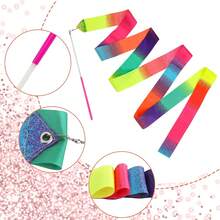 2025Hot Sale2pcs Rhythmic Dance Ribbons, 78.Inch Gymnastics Ribbon Dancer Wand Dancing Ribbon Streamers, Fits Artistic Dancing Gymnastics, Circus Shows, Baton Stick Twirling - Gold - View 6