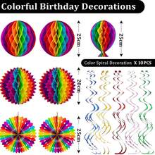 Colorful Birthday Party Decoration Set Mall Window Colorful Flower Ball Pulling Honeycomb Ball Hanging Decoration - Multicolor - View 5