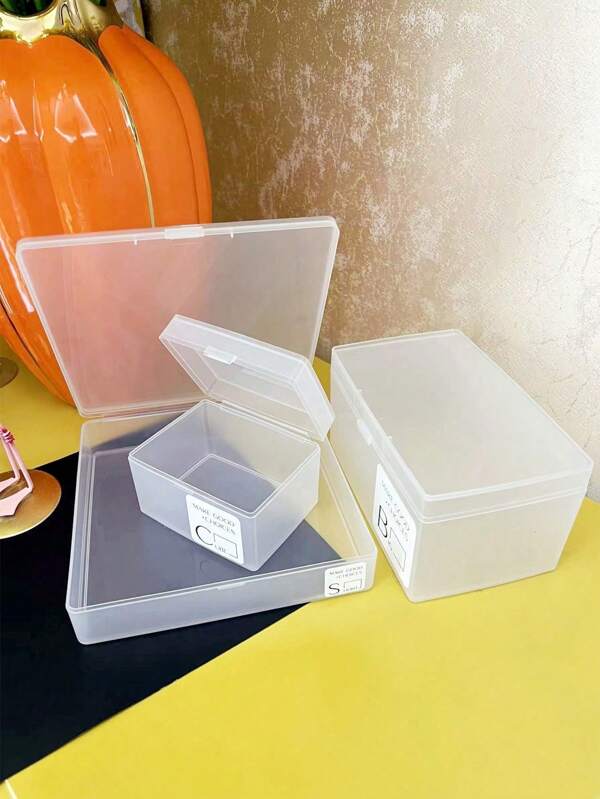 1pc Transparent Desktop Storage Box With Cover, Card Drawer Organizer Box, Desktop Tidying Box