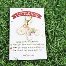 6 Stück/Set Süße regenbogenfarbene Gänseblümchen Schlüsselanhänger Set, Taschen/Kleidungsdekoration Anhänger, Geschenke für Familie, Geburtstag, Hochzeitsfeier, Abschluss, Regenbogenfest