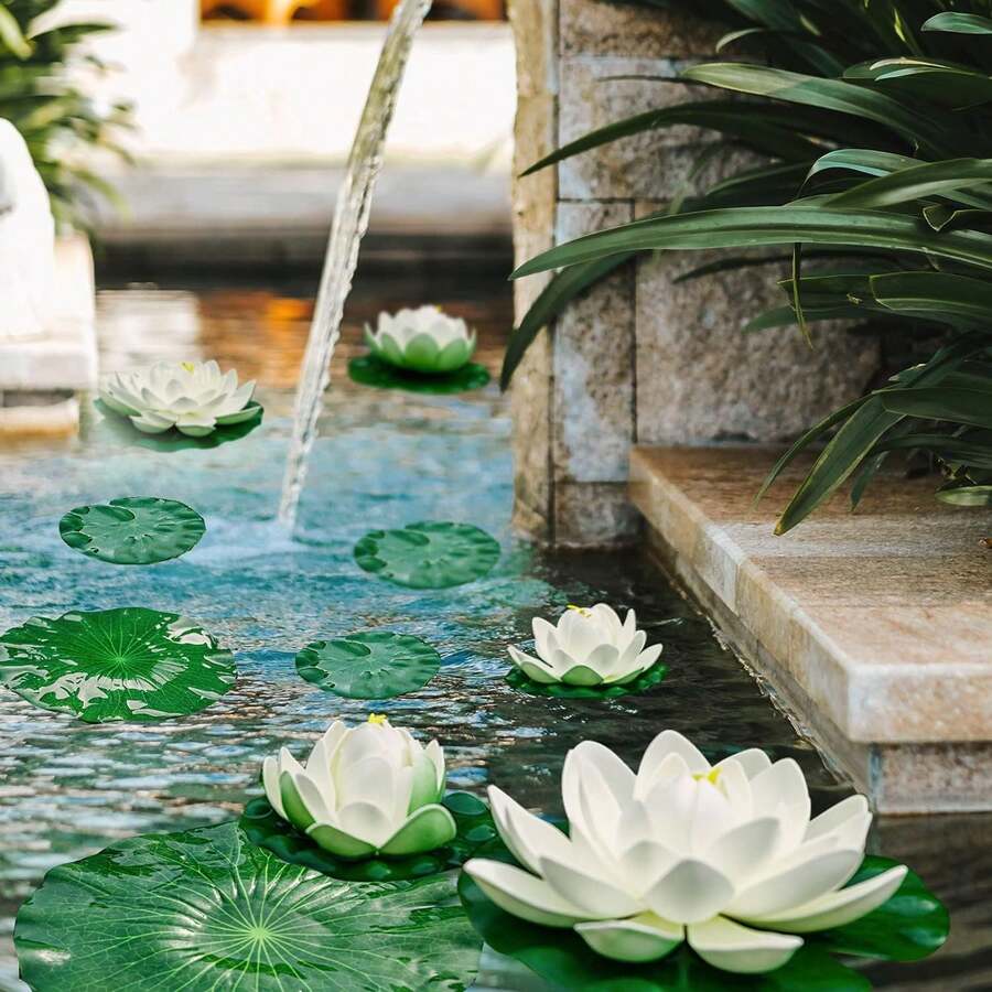 1/3/5/10pcs-Fake Water Lily Petals, Lotus Floating Pond Decoration ...