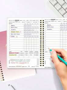 Trees Planejador de Fitness Capa Dura A5 (14,5cm X 20,6cm), Caderno Resistente de 48 Páginas para Acompanhamento de Exercícios, para Registrar Progresso, Definir Metas, Diário de Fitness Pessoal, Adequado para Exercícios em Casa e no Trabalho - Multicolorido - Visão 2