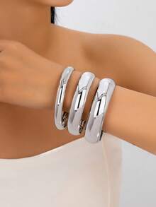 2025 New Arrival 1/2/3pcs/Set Unique Bracelet, & Versatile Jewelry For Women, Suitable For Party, Daily Wear, Valentine's Day, Mother's Day, Wedding, Ocean/Resort Style - Silver - View 11