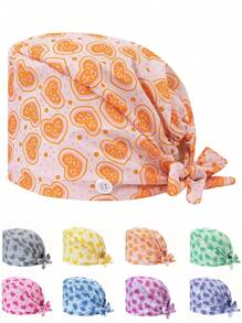 1 pieza Gorra ajustable de mujer con patrón de corazón y floral, talla única, absorbe el sudor con banda elástica, adecuada para salón de belleza, veterinaria, médico, enfermera, trabajador de saneamiento