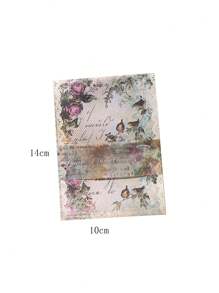 100pcs/Pack Floral Echoes Series Material Notebook, 50 Vintage Aesthetic Background Papers For Scrapbooking, Journaling, DIY Notes, Back To School