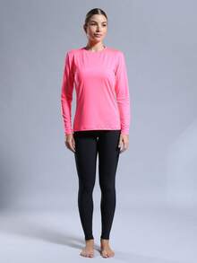 WOMEN'S LONG SLEEVE T-SHIRT WITH UV50 PROTECTION - Tropical Pink - View 4