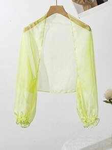 1件女士印花休闲长袖披肩，可搭配连衣裙