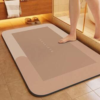 1PC Quick Drying Anti Slip Silicone Bath Mat - Super Absorbent, Lightweight Polyester, 0.25cm Thick, Machine Washable, Super Absorbent Bathroom Floor Mat - Quick Drying Anti Slip, Soft And Comfortable Suitable For Bathroom, Bedroom, Kitchen And Shower Room, Laundry Room, Bedroom, Doorway - Light Grey, Grey, Pink And Stripe Designs, Bathroom Mat | Decorative Floor Mat | Absorbent Material, Bathroom Mat Back To School Bathroom Kitchen Decor