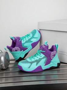 1 Pair Children's Outdoor Basketball Shoes, Casual Sneakers, Non-Slip, Comfortable, Fashion, Breathable Mesh