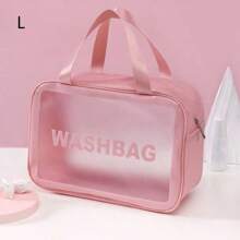 1pc Transparent Large Capacity PVC+PU Toiletry Bag, Cosmetic Wash Organizer Pouch, Semi-Transparent Matte Storage Bag For Women