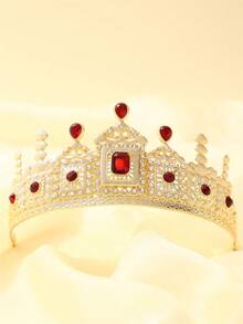 1 pieza Corona estilo palacio marroquí con cristales de aleación de zinc, corona retro francesa de lujo para reina, tocado nupcial de Oriente Medio, adecuado para boda, fiesta, festival, diadema de mujer