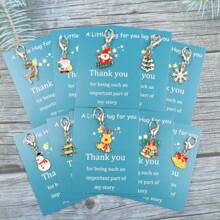 10pcs/Set Thank You Gift Set Including Cards, Christmas Themed Keychains, Charm Items Suitable For Family And Friends - Teacher's Day, Christmas, Thanksgiving, And Lucky Gifts