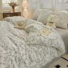 1 件清爽印花羽绒被套，适用于卧室、宿舍、旅行、所有季节，可机洗，不含棉被/填充物，带角带 - 彩色 - 查看 3