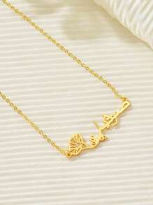 Collar personalizado con nombre árabe y flor del mes, de acero inoxidable, con placa con nombre y flor de nacimiento, collar con colgante, regalo de cumpleaños