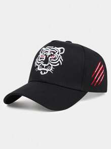 1 pièce Casquette de baseball à broderie de tigre pour hommes, chapeau de sport outdoor hip-hop, casquette de soleil décontractée de camionneur, taille réglable à bord incurvé, chapeau de soleil pour étudiant