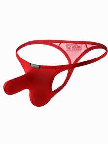 3-Pack Men's Big Pouch G-String Sexy Breathable Y-Back Thong Underwear Low Rise Sexy Thong Underwear Bulge Pouch Lingerie - 紅色 - 查看 3