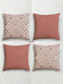 4 buah Sarung Bantal Dekoratif, Pola Geometris, 100% Serat Poliester Hypoallergenic, Bahan Linen Klasik, Resleting Tersembunyi, Dapat Dicuci dengan Mesin, Desain Garis Modern Minimalis, Penutup Resleting, Sarung Bantal Dekorasi Rumah untuk Sofa, Ruang Tamu, Kamar Tidur, Tanpa Isian Bantal - Berwarna merah muda - View 4