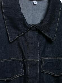 SHIBASHAN 女款超大休闲翻领牛仔夹克配腰带长袖单排扣外套