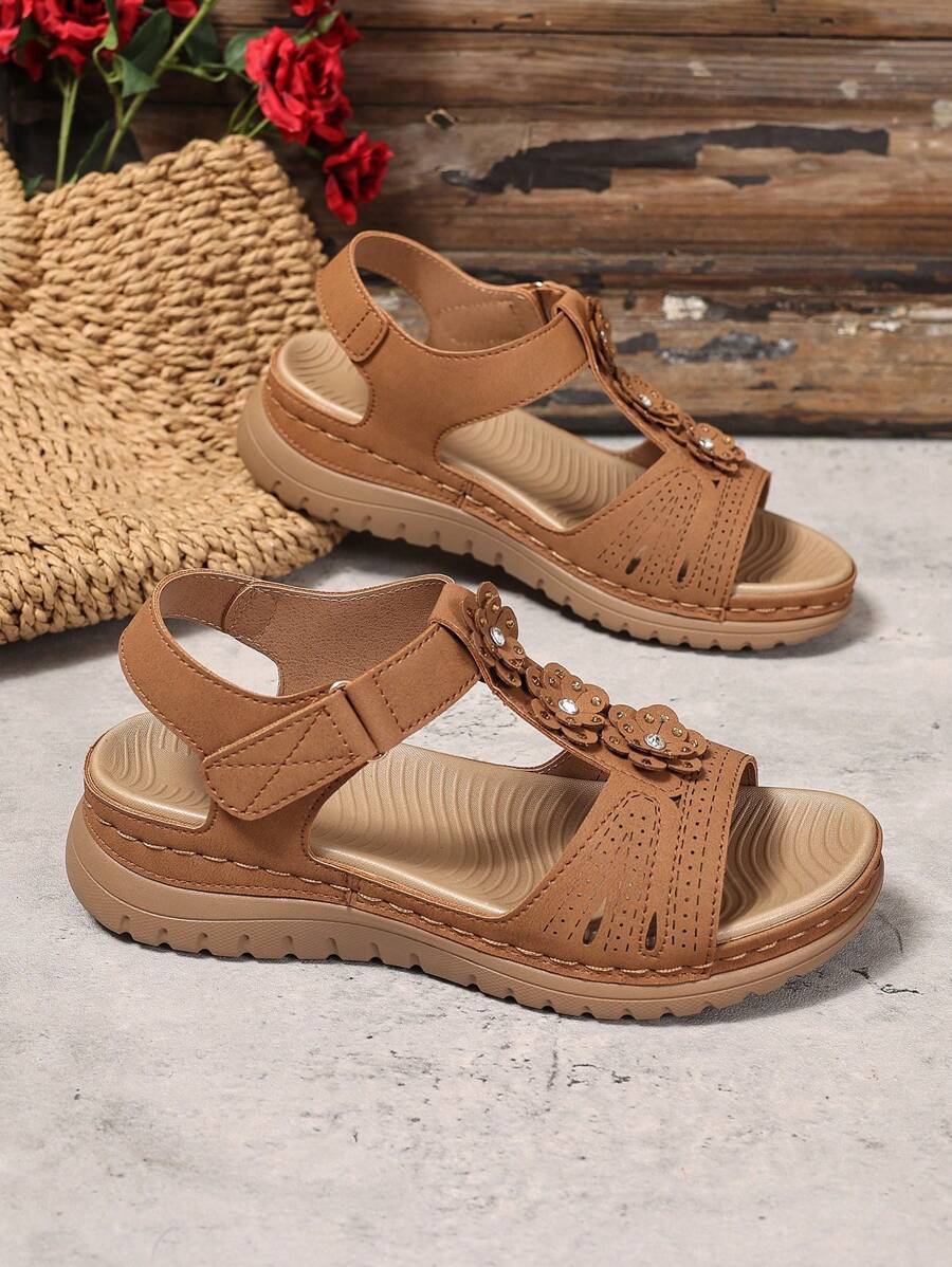 Sandalias de punta abierta de talla grande de estilo casual para 2025, sandalias romanas para mujer con hebilla y diseño de cierre de para uso en exteriores