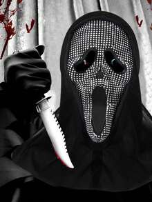 1pc Halloween Diamond Set Scream Ghost Face Mask COS Makeup Ball Costume Props - Multicolor - View 6