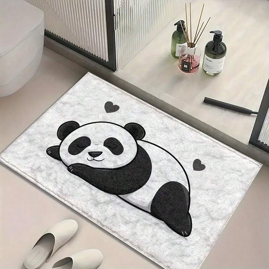 1 件可爱卡通熊猫超细纤维浴室地垫,防滑超柔软,可用作浴室地垫、门垫、吸水垫,可机洗,低绒毛,TPR 底背,针织面料,适用于浴室、卧室、厨房、玄关等室内/室外空间,浴室配件及乔迁礼物。 - 彩色 - 查看 1