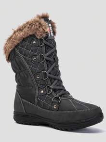 GLOBALWIN Women's Snow Boots Mid Calf Warm Winter Fashion Boots Comfortable Lace-UpWaterproof Boots Insulated Non-Slip Outdoor Shoes For Women - 1817-2GREY - 查看 2