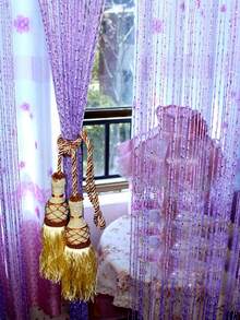 1 件 100*200 厘米家居/客厅银色金属线绳窗帘，加厚流苏装饰窗帘，适用于婚礼/仪式、入口装饰