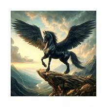 Kit per Pittura Diamantata Pegaso Fai-Da-Te, Ricamo Diamantato 5D Full Drill, Tema Animale Mitologico Cavallo, Pittura Acrilica Creativa su Tela per Decorazione Casa