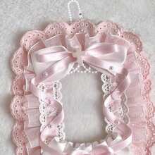 1个可爱蕾丝照片卡夹，小型卡片装饰卡砖卡夹，粉色/蓝色带挂链，可挂在背包上，手工DIY成品2D卡通动漫游戏角色周边ACG卡夹，明星偶像粉丝应援MAG粉丝圈宅男圈B8小型3英寸照片展示装饰卡夹，可爱毛绒袋填充装饰 - 粉色 - 查看 6