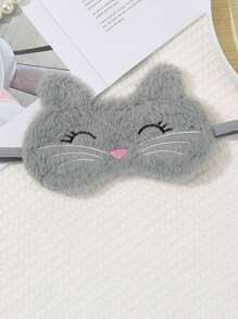 Cute Cartoon Cat Design Plush Sleep Eye Mask, Fashionable