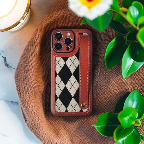 Leopard Print Compatible 16 Pro Max/15 Pro/14 Phone Case With Y2K Style Leopard Print Wrist Strap, Anti-Fall