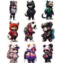 Pegatinas de estampado por transferencia de calor con diseño de estampado animal de estilo hip hop callejero para prendas de vestir, almohadas, toallas, carpas, decoración DIY, manualidades, vinilo, plancha, lavable, resistente al desteñido