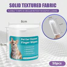 50 Pet Ear Cleaning Wipes, Disposable Non-Woven Finger Wipes For Dogs And Cats, Universal Deodorizing Ear Care, Mild, Non-Irritating And Odorless Ear Cleaner