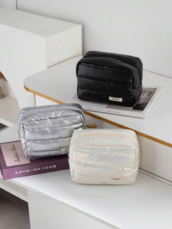 1 Pack Solid Color Women's Makeup Bag Travel Large Warm Soft Cosmetic Storage Bag Makeup Travel Toiletry Organizer Essentials Gifts Storage Zipper Accessories Nail
