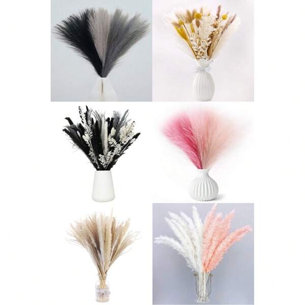 6Pcs/30Pcs/33Pcs/50Pcs/54Pcs/83Pcs Artificial Pampas Grass Fluffy Faux Flower Artificial Reed Faux Pampas Grass For Home Farmhouse Decor, For Bohemian Decor, Artificial Flower Fake Pampas Decor, Vase Filler Room Decoration, Wedding Centerpieces,Fall Decor,Autumn