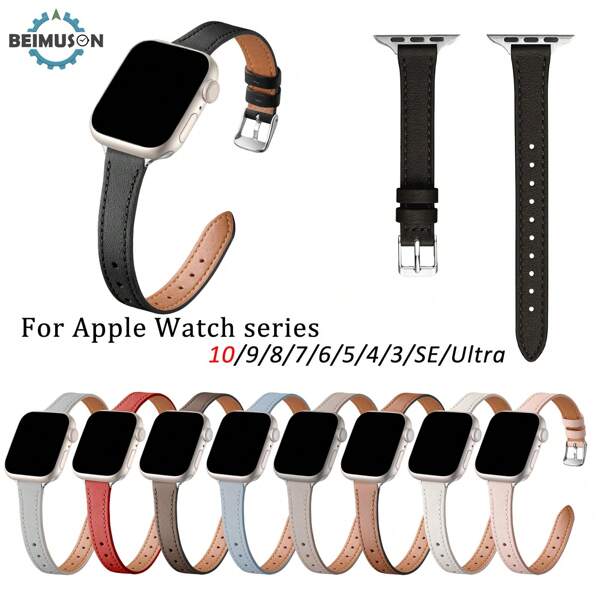 BEIMUSON Pasuje do paska Series 10/9/8/7/6/5/4/3/2/1/SE/Ultra Universal, wysokiej jakości pasek ze skóry PU Lekki, oddychający, modny damski styl do serii 38 mm 40 mm 41 mm 42 mm 44 mm 45 mm 46 mm 49 mm
