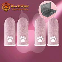 Rękawice BlackWow Couple Game Finger Sleeve - odporne na pot rękawiczki do ekranów dotykowych, odpowiednie do gier na smartfonach, z uroczym wzorem łapy kota, ergonomiczny uchwyt kciuka dla graczy, rękawiczki do gier, akcesoria do gier mobilnych, projekt knebla, elastyczne rękawy na palce - Różowy - Zobacz 13