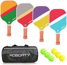 AOBORTY Pickleball Paddles 4 Pack - USAPA Light Graphite Premium Rackets Fiber Face &Amp; Polymer Honeycomb Core Pickleball Set With 6 Outdoor Indoor Balls Including Portable Carry Bag - Four-color - View 1