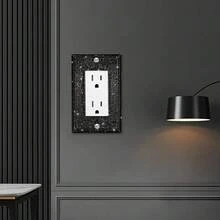 1 件闪亮水晶闪光墙板盖，闪亮黑色水钻灯开关盖，装饰灯开关或插座，墙板插座盖，装饰卧室厨房家居装饰 - 黑色 - 查看 6