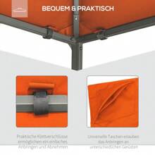 Tetto di ricambio per gazebo 3x3m arancione | Tetto in poliestere impermeabile (298x295cm) con 8 fori di drenaggio e 4 tiranti