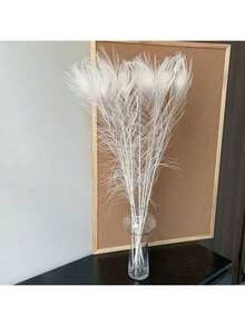 5 件逼真的人造孔雀羽毛，适用于 DIY 工艺品、优雅的家居装饰、派对和婚礼装饰、节日场合，手工细节，塑料材质，非常适合卧室、客厅或浴室装饰，孔雀装饰 - 白色 - 查看 6